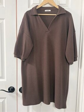 Tres Bien Chocolate Brown Collared Dress